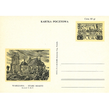 Karta Cp 210 VIIA Warszwa - Stare Miasto - Kościół N.M.P. -sygn. I.62-50.000